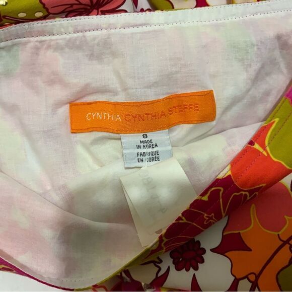 Cynthia Steffe Womens Pink Floral Beaded Knee Length A-Line Skirt Size 8 - Picture 8 of 8